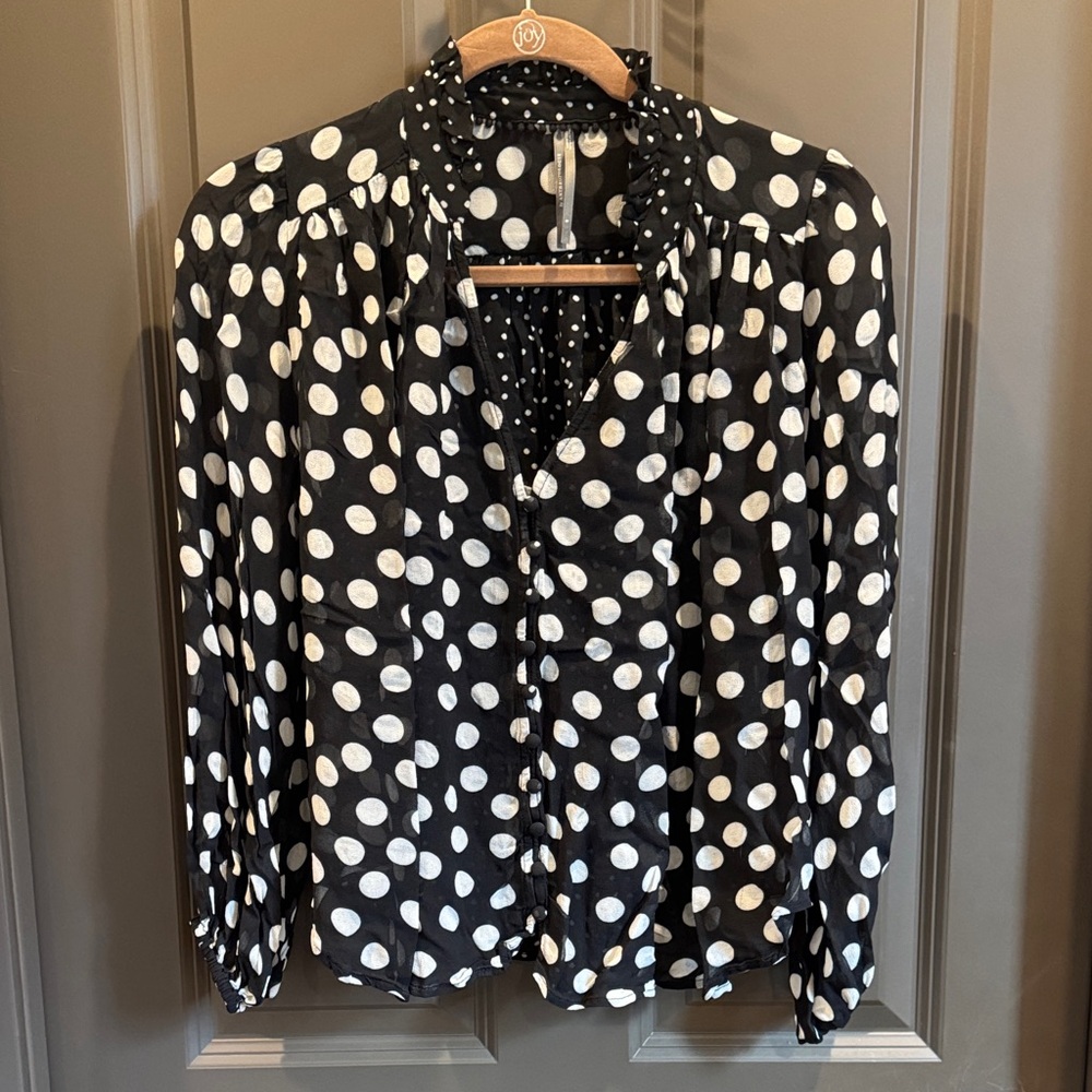 Anthropologie Polka Dot Black and White Women's Top